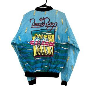 Vtg 80s The Beach Boys Tyvek Jacket All Over Print Blue Mens Size XL Full Zip